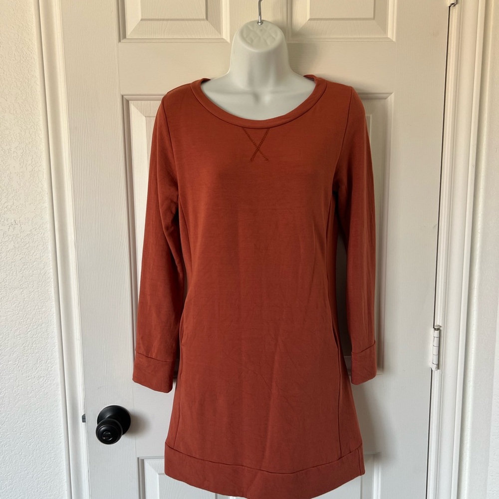 Rust Long Sleeve Sweatshirt Mini Dress